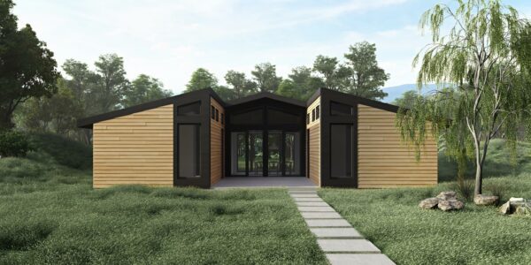 Exterior of Prefab home with living room, kitchen, laundry, 3 bedrooms & 2 bathrooms 1288 sqft project LivingHome 6
