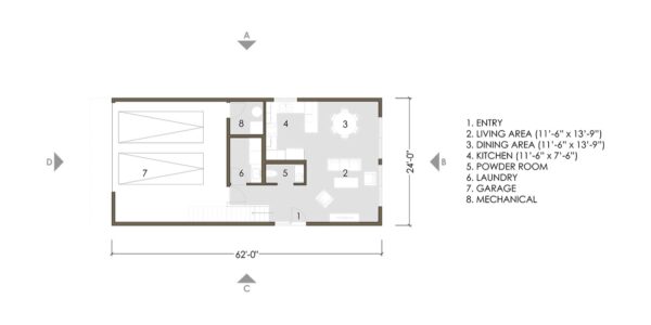 Home Plan of 2-storey Prefab home with living room, kitchen, laundry, 3 bedrooms & 3 bathrooms 1779 sqft project LivingHome 4