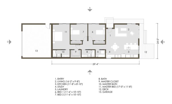 Home Plan of 1-story Modular Home with 3 bedrooms & 2 bathrooms 1,410 sqft project LivingHome 8 on USPrefabs.com