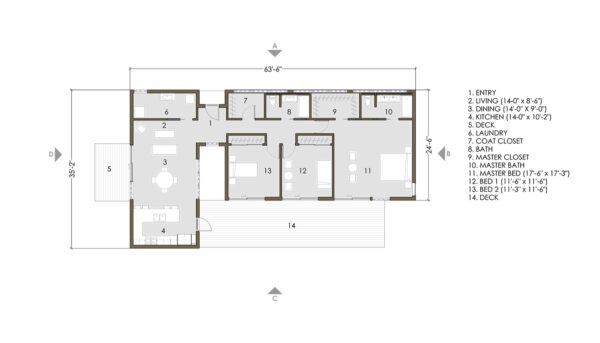 Home Plan of 1-story Modular Home with 3 bedrooms & 2 bathrooms 1,638 sqft project LivingHome 12 on USPrefabs.com
