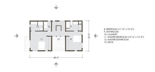 Home plans of 2-storey Modular Home with 2 bedrooms & 2 bathrooms 1,660 sqft project KieranTimberlake LivingHome 2 on USPrefabs.com