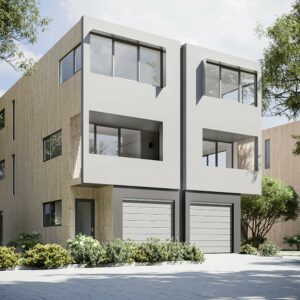 Exterior View of 3-story Modular Home with 3 bedrooms & 3 bathrooms 1,800 sqft project LivingHome 11 on USPrefabs.com