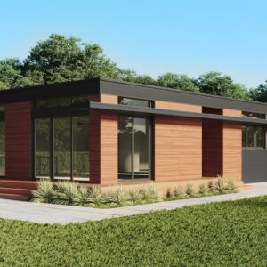 Exterior View of 1-story Modular Home with 3 bedrooms & 2 bathrooms 1,410 sqft project LivingHome 8 on USPrefabs.com