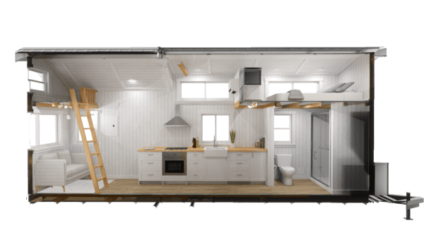 Elevation View LHS of 1-story Tiny Home for 4 persons sleeping capacity 236 sqft project NAPA on USPrefabs.com