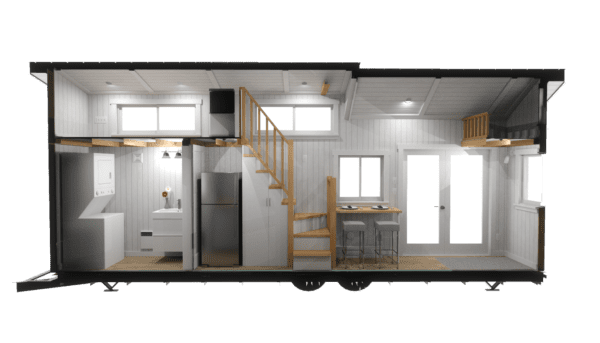 Elevation View RHS of 1-story Tiny Home for 4 persons sleeping capacity 236 sqft project NAPA on USPrefabs.com