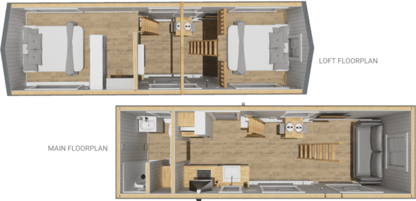 Floor plan of 1-story Tiny Home for 6 person sleeping capacity 250 sqft project STR30 on USPrefabs.com