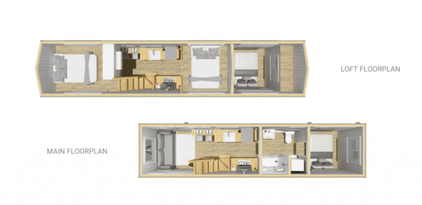 Floor Plan of 1-story Small Home for 6 persons sleeping capacity 386 sqft project Loft Edition – Violet on USPrefabs.com