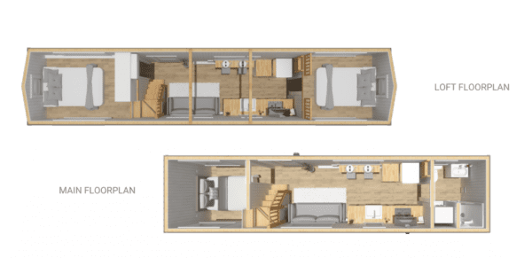 Floor Plan of 1-story Small Home for 6 persons sleeping capacity 386 sqft project Loft Edition – Ruby on USPrefabs.com