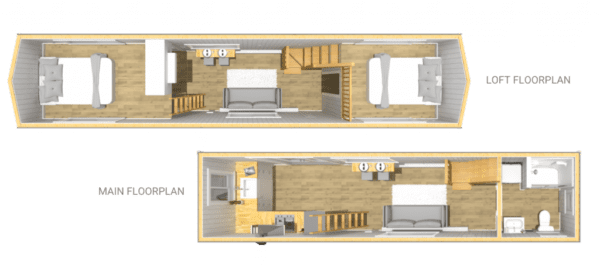 Floor plan of 1-story Small Home for 4 persons sleeping capacity 386 sqft project Loft Edition – Oasis on USPrefabs.com