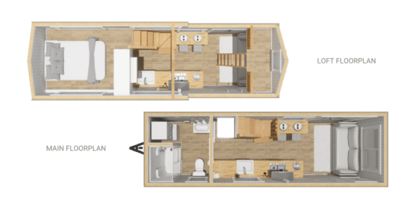 Floor plan of 1-story Tiny Home for 4 persons sleeping capacity 236 sqft project NAPA on USPrefabs.com