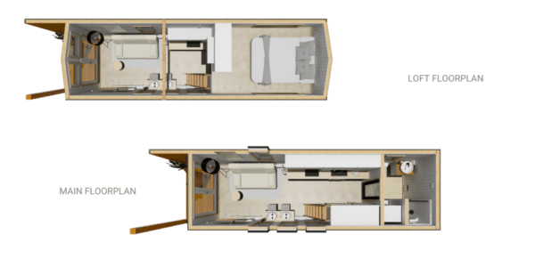 Floor Plan of 1-story Tiny Home for 4 persons sleeping capacity 257 sqft project ONYX 2630 on USPrefabs.com