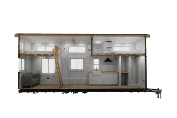 Elevation View RHS of 1-story Tiny Home for 6 person sleeping capacity 250 sqft project STR30 on USPrefabs.com