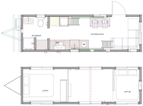 Floorplan of 1-story Tiny Home for 2-4 person sleeping capacity 236 sqft project STR26 on USPrefabs.com